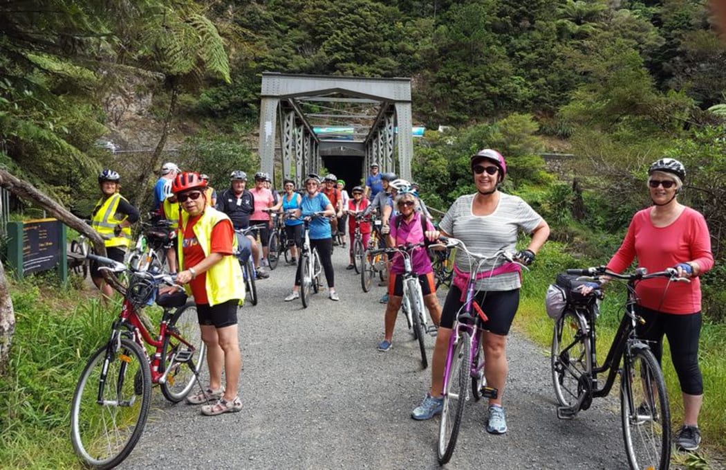 Riders on the Hauraki Rail Trail.