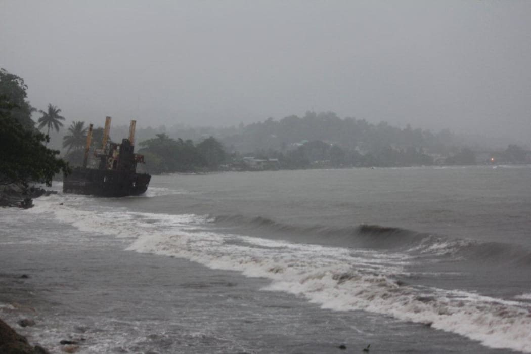Continuous heavy rains fall in Solomon Islands caused by Cyclone Pam in the country's east heading South East and away to Vanuatu.