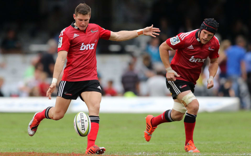 Colin Slade (L) and fellow Crusaders All Black Matt Todd