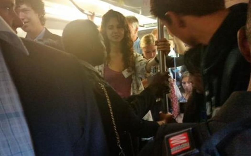 Radio New Zealand reporter Kim Baker Wilson posted this image of a packed train on the Transportblog twitter feed.