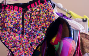 Hand punched sequins in a glam collection 'Trish' by Olivia Balle and Kristen Maeclem