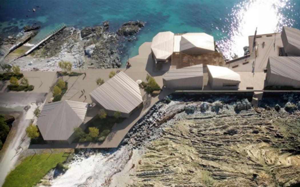 An aerial image of the proposed Wakatu Quay concept plan.