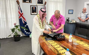 Cook Islands Prime Minister and Pacific Islands Forum chair Mark Brown, right, met with Saudi Arabia Minister for Tourism and Saudi Fund for Development chair Ahmed Al Khateeb and his delegation in Rarotonga on 10 November.
