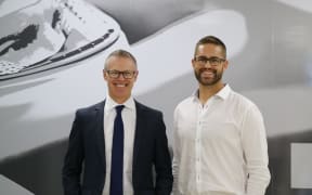 Chief executive of Vantaset, Craig Steel, and former Olympic swimmer Moss Burmester.