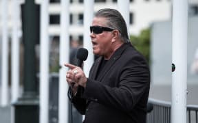 Bishop Brian Tamaki protesting at Parliament