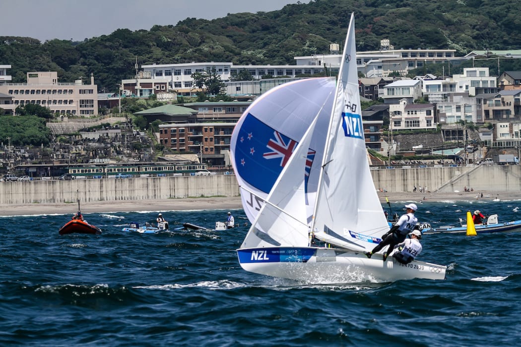 Tokyo2020 - Day 4 - July, 28, 2021 - Enoshima, Japan. Paul Snow-Hansen and Dan Willcox (NZL) Race 1 finish
Copyright photo: Richard Gladwell / www.photosport.nz