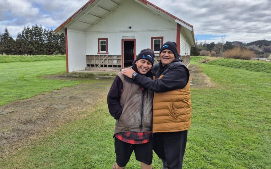 Dave Pikia and nephew Himi Taingahue at Rangatira Marae.
