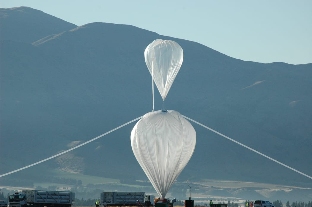 The balloon being inflated at Wanaka Airport