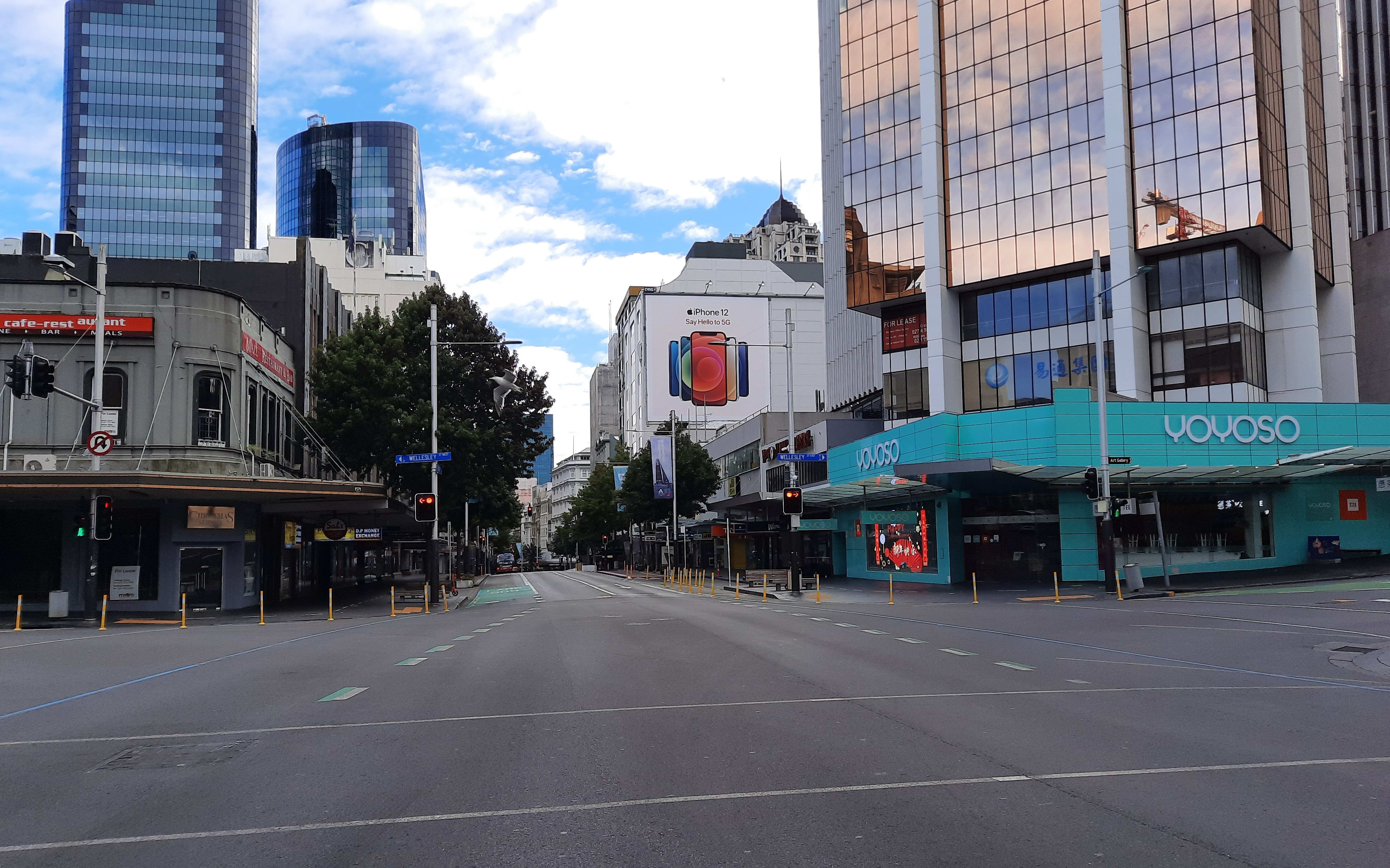 Central Auckland at 9am on the first morning of the latest level 3 lockdown.