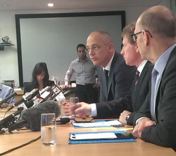 Chief executive Theo Spierings, left, with chairman John Wilson and communications director Kerry Underhill.