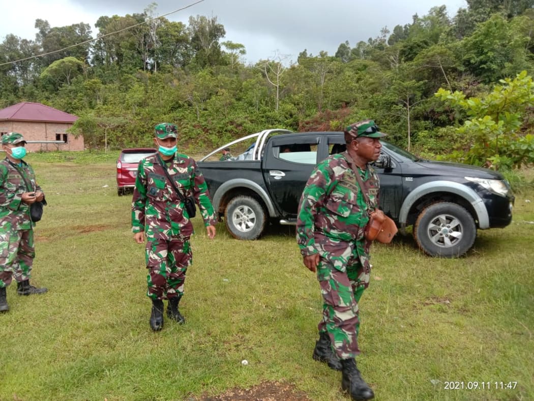 Indonesian military personnel in Maybrat regency, West Papua province, 11 September 2021