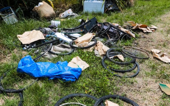 Rubbish dumped on the Hawke's Bay Expressway near Kennedy Rd.