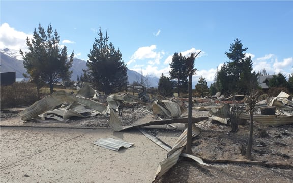 Fire damage at Lake Ohau village.