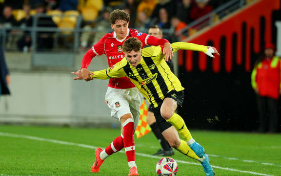 Wellington Phoenix player Luke Supyk in action against Wrexham