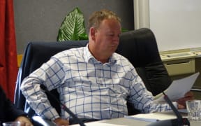 Andrew Newman at the council meeting where his resignation was announced.