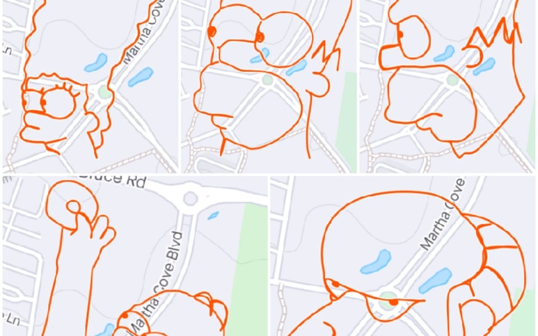 Peter Mitchell creates art with the digital outlines tracing his running routes through Melbourne.