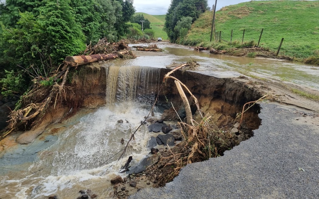 Damage on a station road.