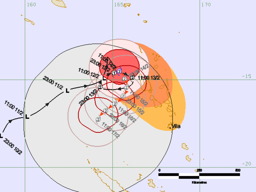 Tropical Cyclone Forecast Track Map Number 17 issued at 11:58 am VUT Thursday 14 February 2019