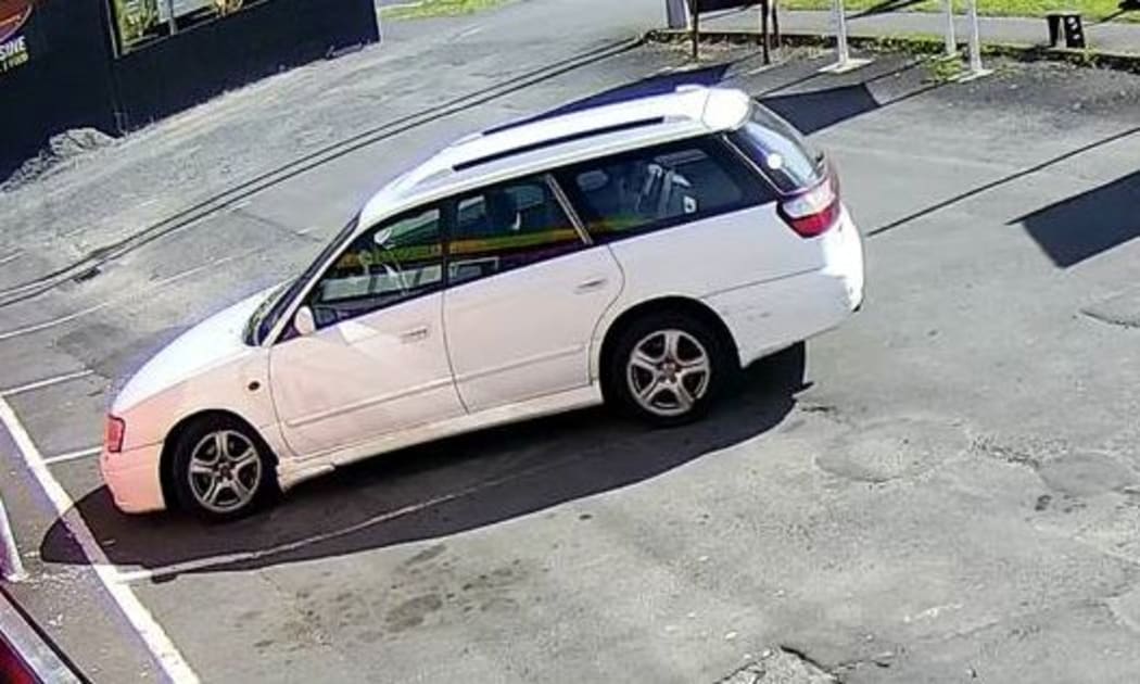 The robbers left in a white Subaru Legacy, pictured.