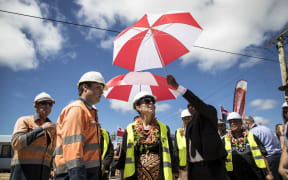 The Right Honourable Jacinda Ardern Prime Minister of New Zealand inspects the re-build programme at Pili village after cyclone Gita.