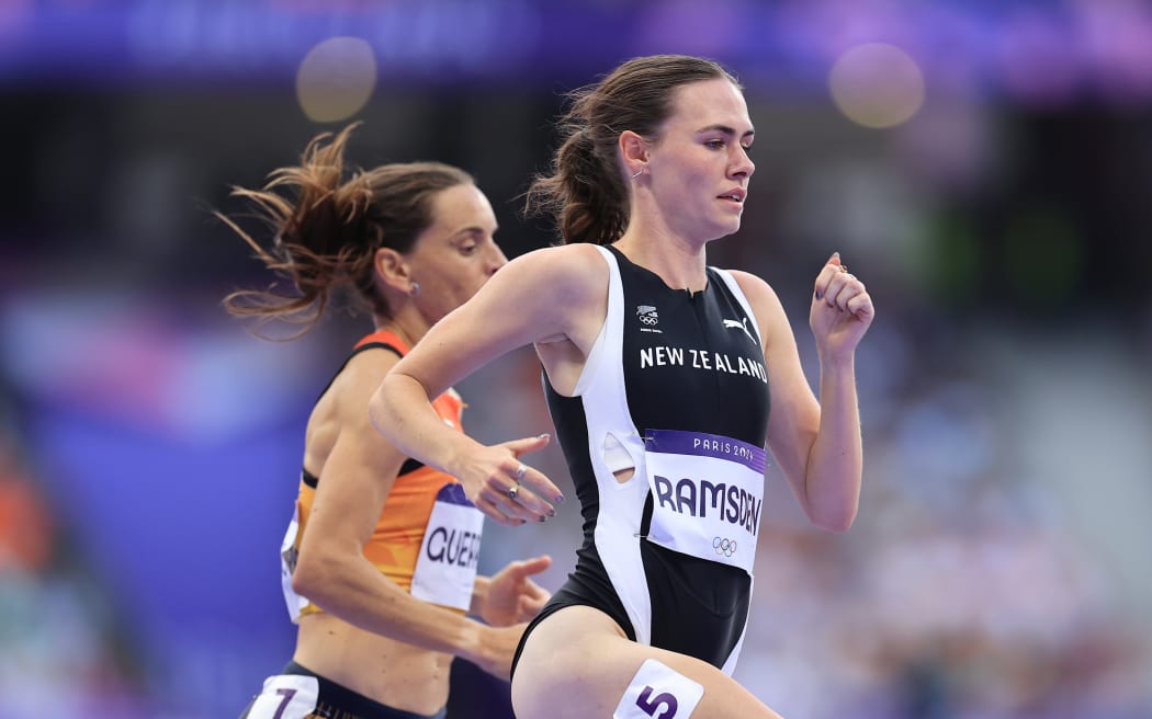 New Zealand athlete Maia Ramsden competes in the Women's 1,500m Semi-Final, Paris 2024 Olympics.