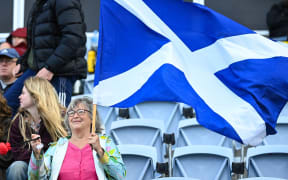 Scotland fan with flag.