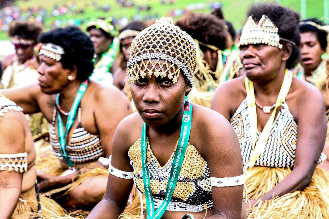 A cultural performer from the Solomon Islands at the 6th Melanesian Arts Festival in Honiara.