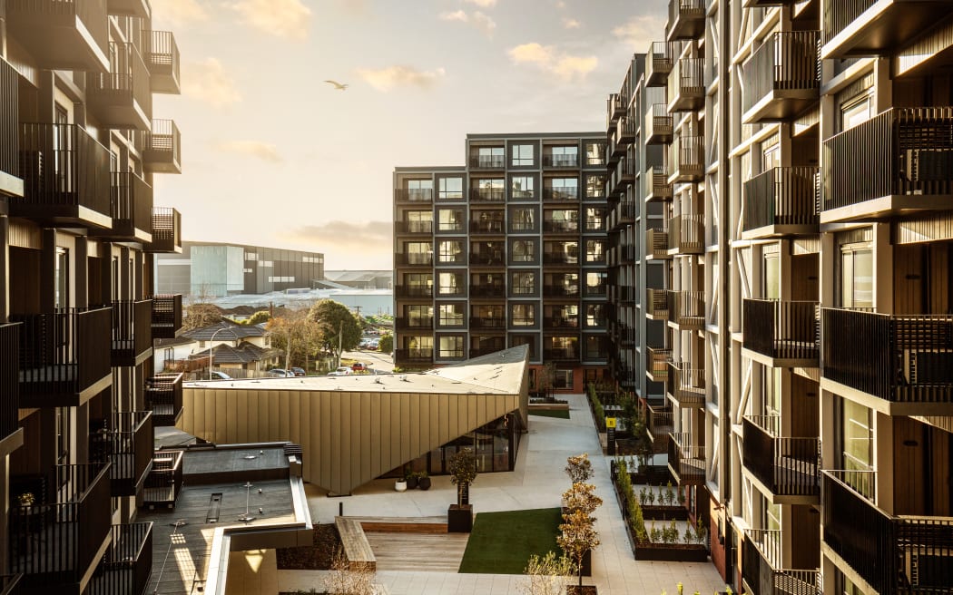 Brand new apartment buildings by Sylvia Park.