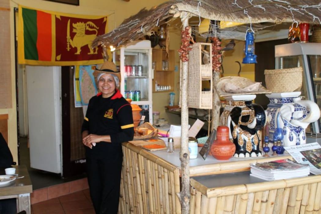 Ramani in her tiny restaurant