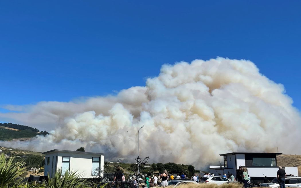 The Port Hills fire see from Westmorland at about 3.45pm on 14 February 2024.