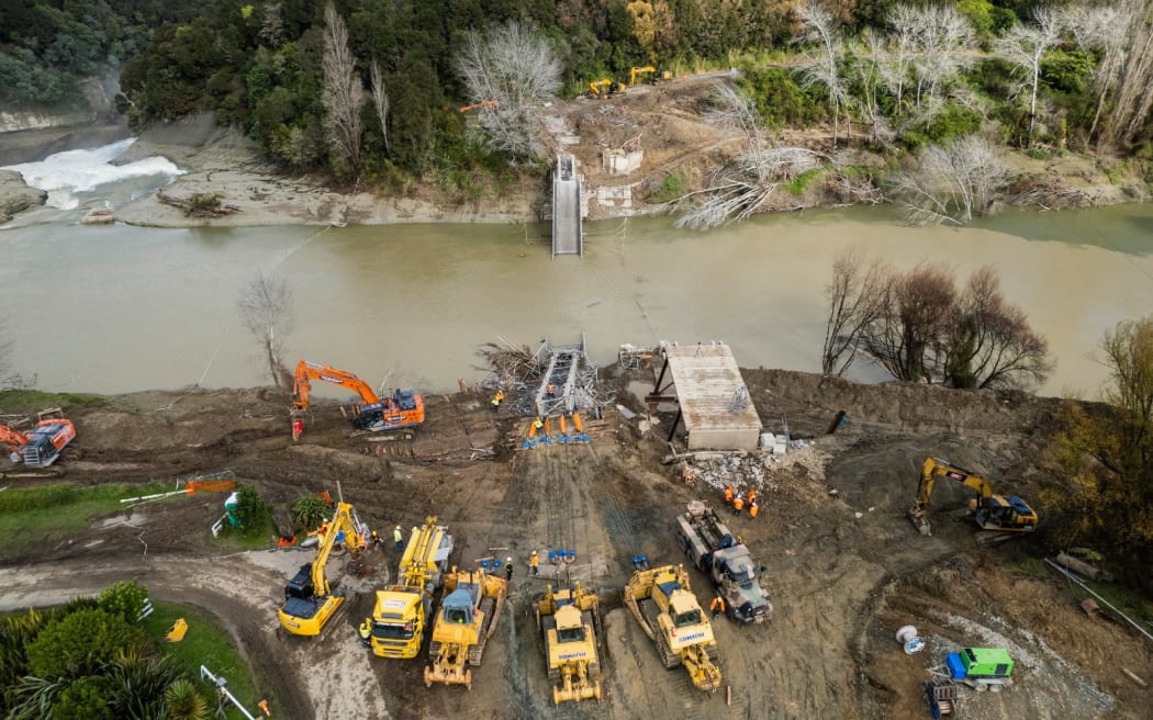 The Te Reinga bridge is brought down.