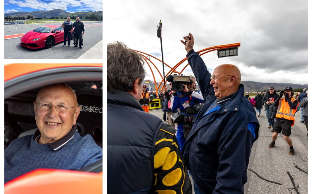 81 year old Ivan Fahey from Cromwell is the proud new owner of a Lamborghini supercar after his name was pulled from a hat at the  Highlands Motorsport Park last weekend.