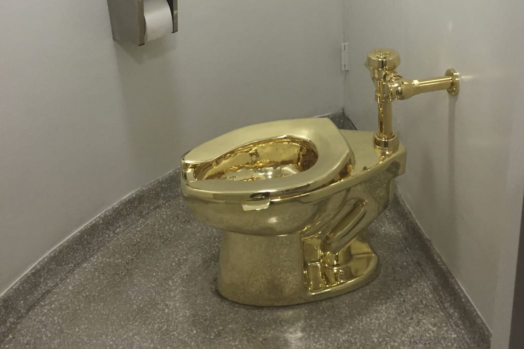 The 18-carat golden toilet was previously displayed at the Guggenheim Museum in New York