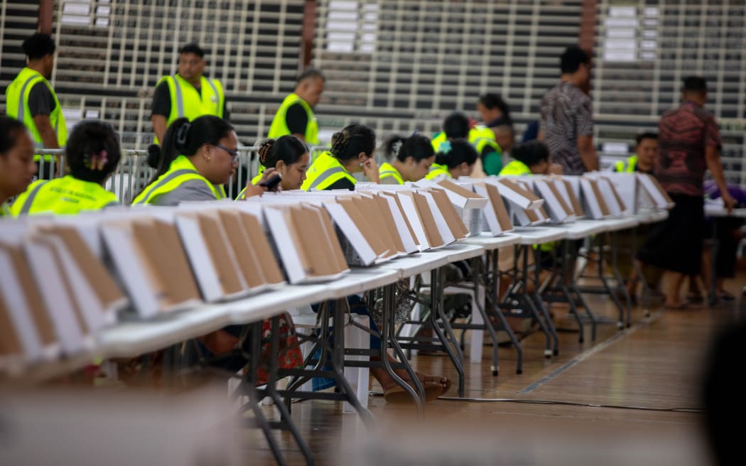 Counting centre for Samoa's snap general election