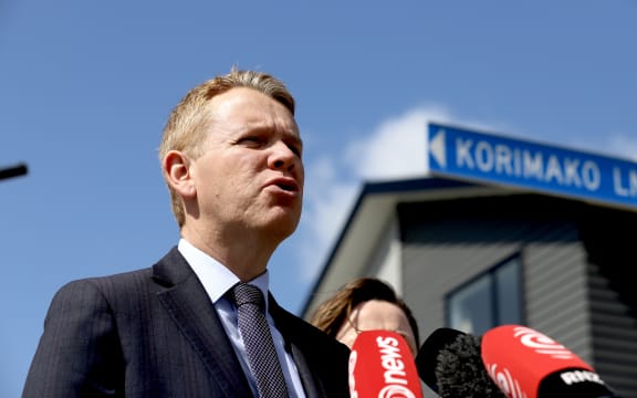 Chris Hipkins speaks to media on 18 September 2023.