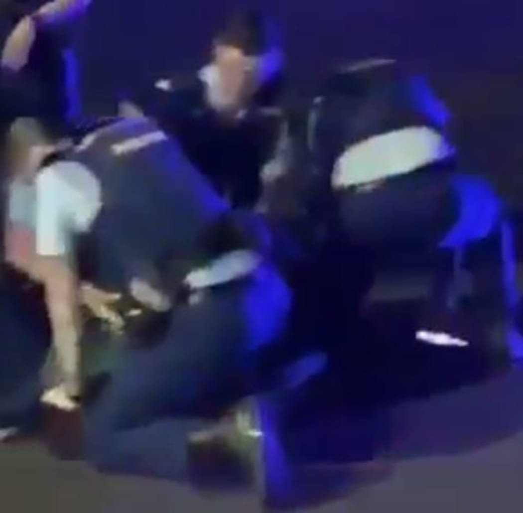 A screengrab from the video of the arrest posted to Twitter.