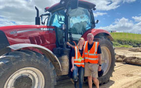 Mark Eager and Lizzie Stephenson at the tractor racing experience.