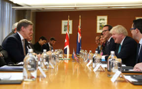 UK Foreign Secretary Boris Johnson meets with New Zealand Prime Minister Bill English and Foreign Minister Gerry Brownlee in Wellington.
