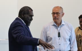 Bougainville President Ishmael Toroama and Sir Jerry Mateparae in Port Moresby. April 2025