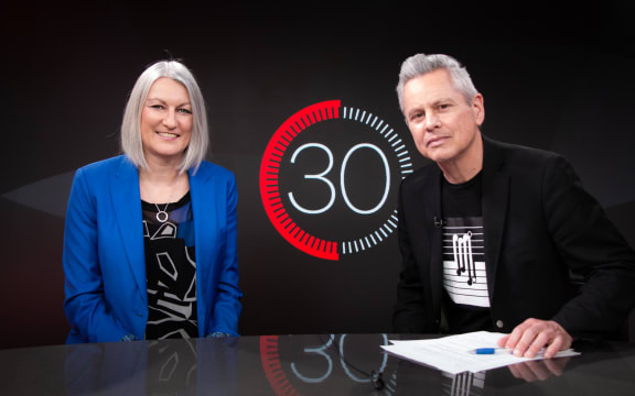 Antonia Watson, CEO of ANZ Bank New Zealand, in studio for 30 with Guyon Espiner