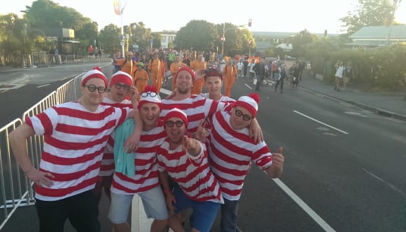 Crowds leaving the Nines rugby league tournament.