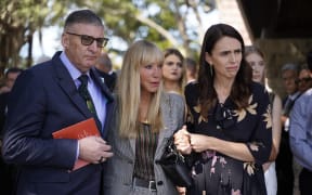 (L-R) Michael Macklin, Yvonne Moore and PM Jacinda Adern.