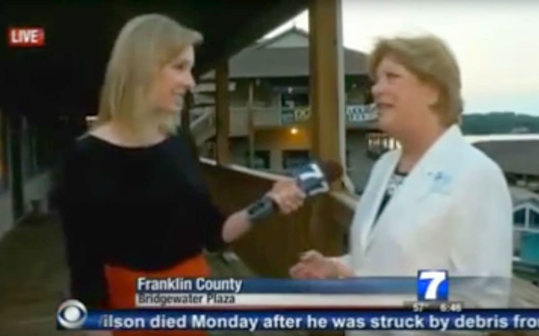 Alison Parker (left) was interviewing chamber of commerce director Vicki Gardner.