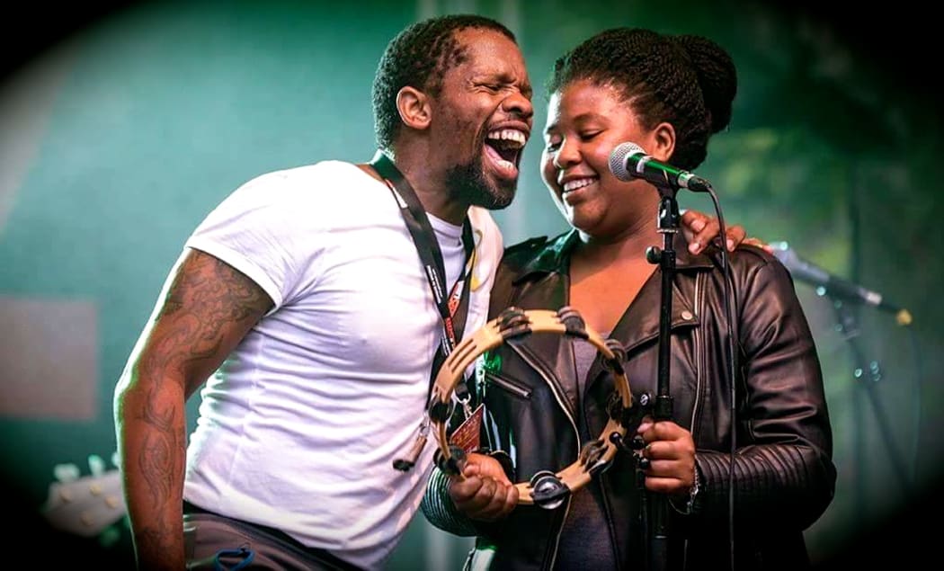 Backing vocalist Kgomotso Mokone,