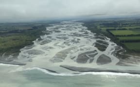 The mighty Rakaia River meets the sea