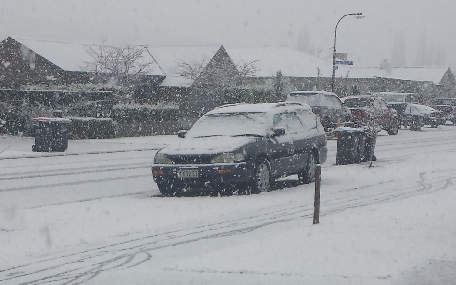 Snow at Lake Hayes Estate in Queenstown.