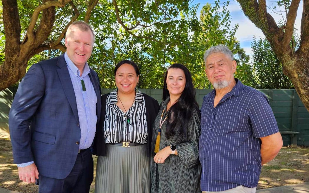 Tauranga mayor Mahé Drysdale with the new tangata whenua representatives Rohario Murray, Jacqui Rolleston-Steed, Arthur Flintoff.