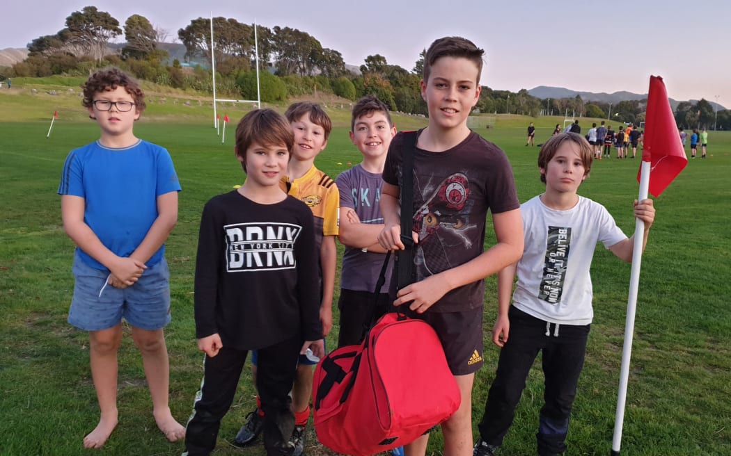 Kids at rugby training in Waikanae.
