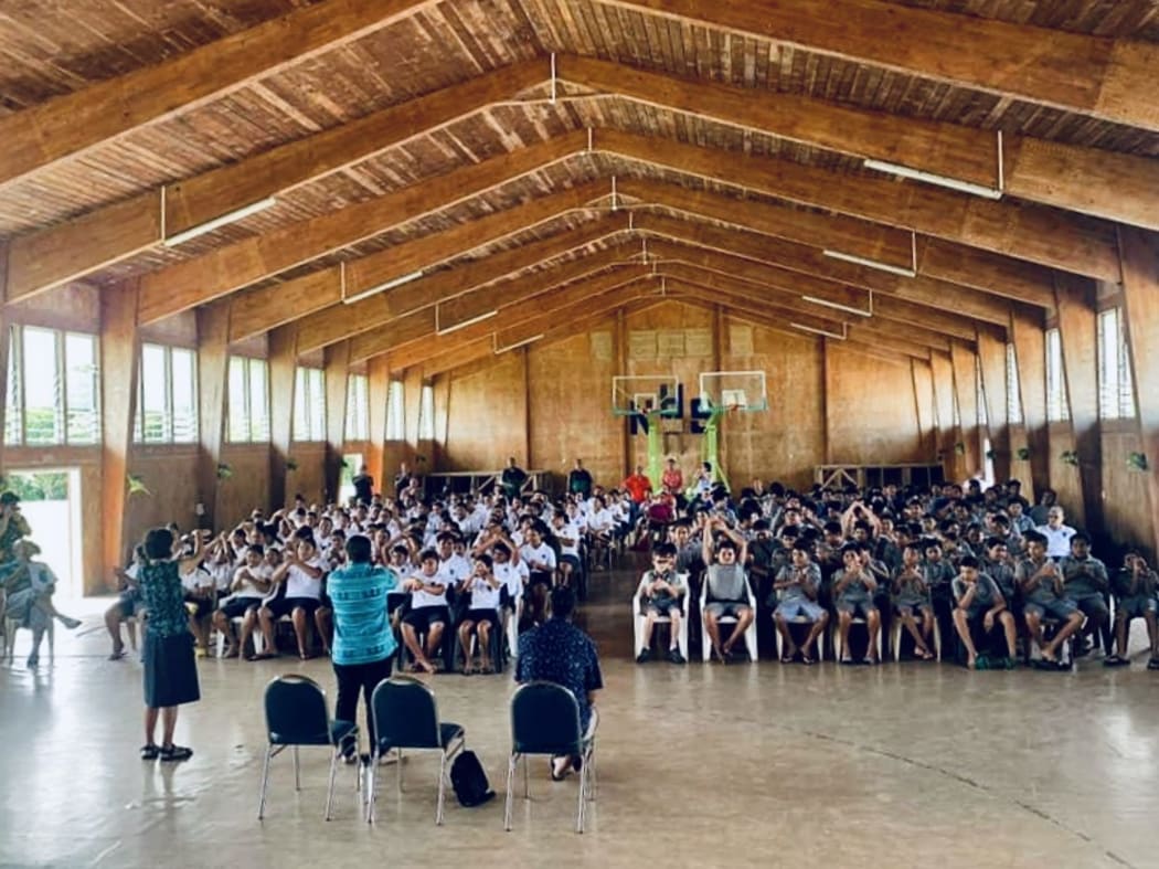 Hand-washing training for students in Niue