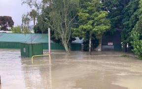 Poverty Bay Kayak Club under water after Cyclone Gabrielle.